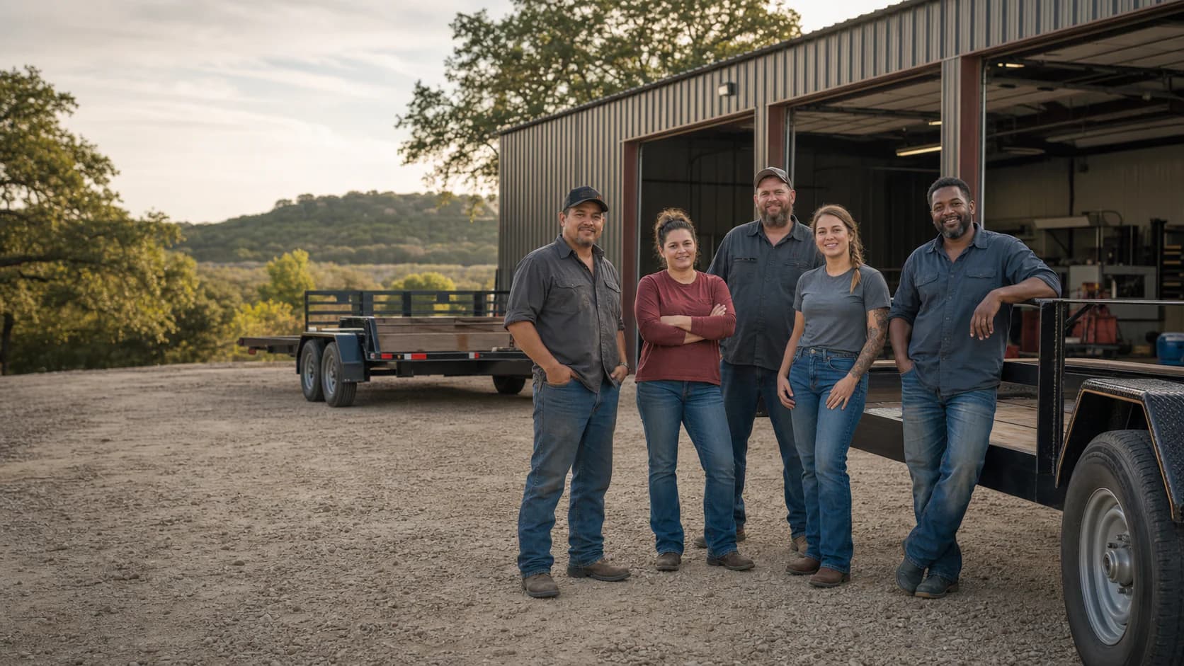 US Cargos Trailers Grovetown team outside the trailer yard